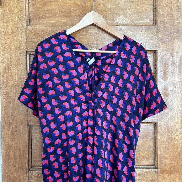 Zara Oversized Caftan Cocoon Midi Dress in Geometric Pattern - XS - Picture 4 of 7